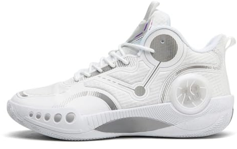 Bolognifi Herren High Top Basketballschuhe Ultraleichtes atmungsaktives Mesh Stoßdämpfende Sohle Geeignet Geschenk(White,40 EU)