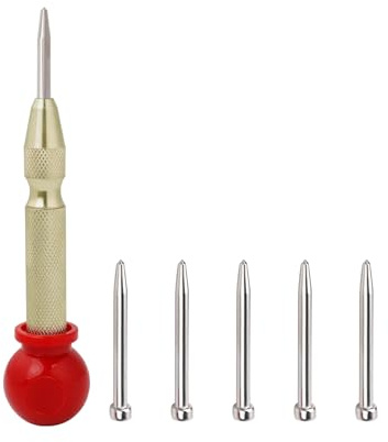 Tekrill 6-teiliger automatischer Körner, einstellbarer, federbelasteter Körner für Holz, Metall, Kunststoff TS/ZXC-01 (4 Zoll, gelb02)