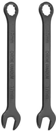 sourcing map 2Pcs Combination Wrench 17mm Metric 12-Point Box and Open End Chromium Vanadium Steel CR-V Double Ended Spanner Tool for Automotive Pipe Furniture Machinery DIY Repair, Black
