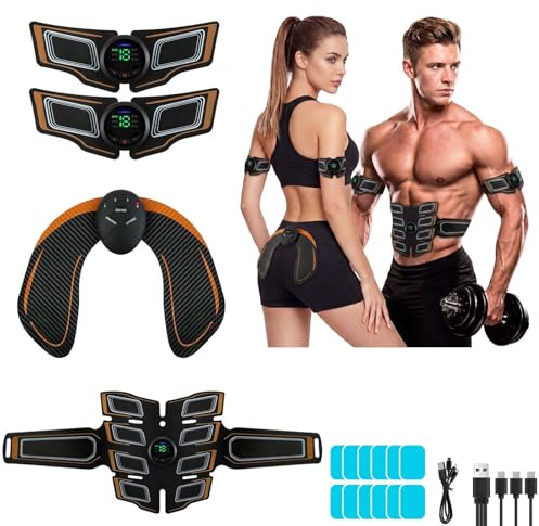 Aolso Electrostimulateur Musculaire, Ceinture Abdominale Electrostimulation, 6 Modes et 18 Intensités, Abdos Musculation Appareil pour Abdos/Bras/Jambes/Fesses,Homme Femme
