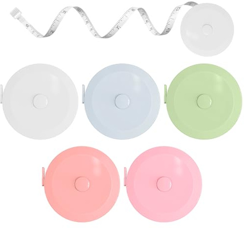 5Pcs Tape Measure Dual Sided 1.5M/60Inch Retractable Tape Measure for Body | Body Tape Measure with Large-Print Font, Mini Soft Tape Measure for Body Tailor Fabric Cloth, Length, Chest, Waist, 5 Color