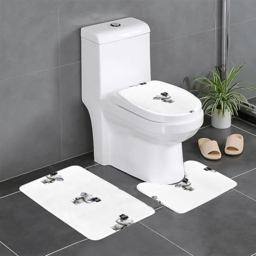 Juego de 3 alfombras de baño de 24 x 16 pulgadas, diseño de elefante HJFCZH con cámara en la parte posterior, antideslizante, para inodoro, tocador y cubierta de tapa, fácil de limpiar