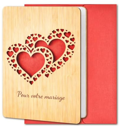AHEZQILU Cadeau Mariage Sublime Carte Mariage Félicitation Originale Avec Enveloppe Mariages Élégante Idée Présent Voeux Romantique Nouveaux Mariés Accessoire Célébration Union