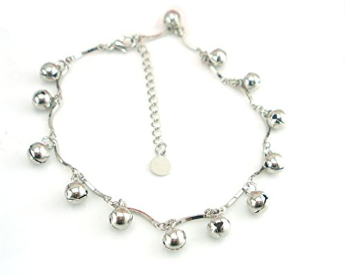 Boowhol Unisex Glocke Freundschaft Fußkettchen Fußkette Armbänder Verstellbar 925 Sterling Silber (Armband)