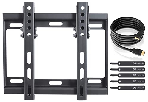 TV Wandhalterung für 23-42 Zoll (ca. 58-107cm) Flach & Curved LCD LED OLED Fernseher & TFT Monitor | Neigbar | Wand Halter Fernseher Halterung | VESA 75x75-200x200 | Schwarz