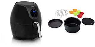 Princess 182050 XXL Heißluftfritteuse/Aerofryer (1700 Watt, mit digitalem Display, ohne ÖL, 5,2 Liter Fassungsvermögen) + 10-teiliges Zubehör-Set für XL Heißluftfritteuse 4,5L und 5,2 Liter