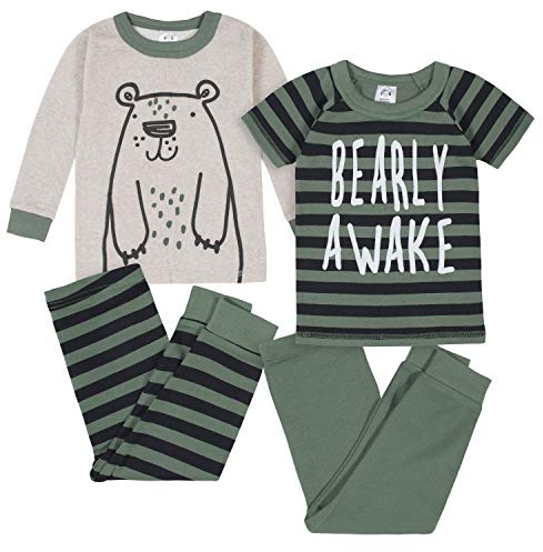 Gerber - Conjunto de pijama de 4 piezas para niños pequeños