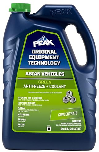 PEAK OET Extended Life Green Concentrate Antifreeze/Coolant for Asian Vehicles, 1 Gal.