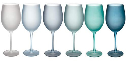 Villa d'Este Home Tivoli Shades of Blue Set 6 calici frosted in vetro 550 ml