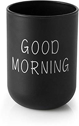 Tumbler Cup Good Morning Cup Toothbrush Holder Toothbrush Cup for Holding Normal Toothbrushes 330ml Lightweight Nice for Home and Travel (Black)