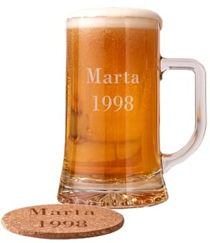Jarra Cerveza con Posavasos Personalizados, Transparente, 50 cl
