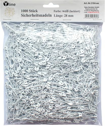 1000 imperdibles dúplex pequeños, color blanco, aprox. 28 mm, agujas de seguridad, 3184-we