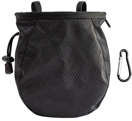 SLEEKEE 1 Stück Schwarzer Kletter-Kreidebeutel Mit 1 Schwarzen Bergsteiger-Metallschnalle, Kletterausrüstung, Verstellbarer Kreidebeutel, Multifunktionaler Pulverbeutel, Geeignet Für Fitness-Gymnastik