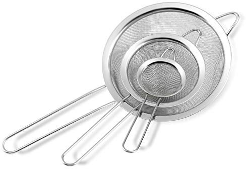 GWHOLE Sieves and Strainers Set Sieves for Cooking Tea, Food, Rice, Flour, Vegetable in 7cm/12cm/18cm, Set of 3