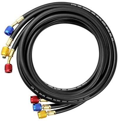 Manguera de colectores HVAC con válvulas y 4 adaptadores de latón para sistemas R134A R410A R22