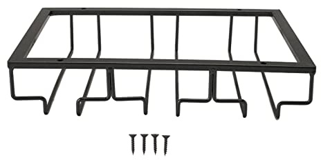 Järnkonst Upp och Ner Vinglashållare Elegant Hängställning för Olika Glastyper Under Skåp (BLACK)