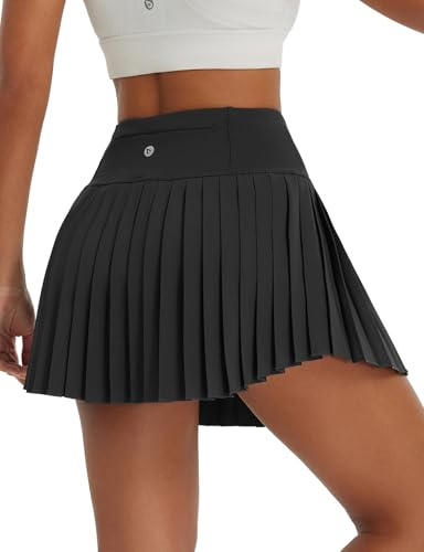 BALEAF damkjol kort sommar kjolar hög midja veckad kjol flickor sommarkjol elegant damkjol, svart, XXL