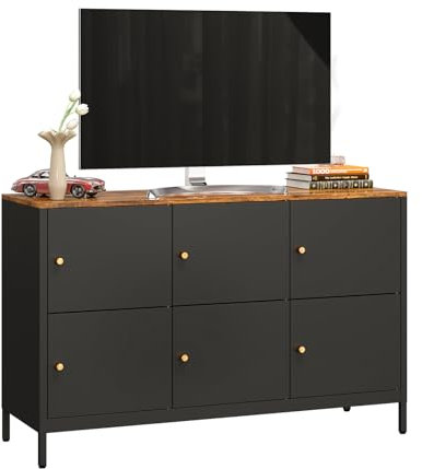 Sightlife Metallschrank Aufbewahrungsschrank Komodenschrank Schlafzimmer Beistellschrank Mehrzweckschrank Sideboard Küchenschrank TV-Schrank Organizer Schrank Kommode Schwarz B120 x T40 x H76cm