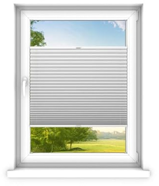 time4blinds - Plissee Rollo ohne Bohren nach Maß - Faltrollo - Plisseerollo Sichtschutz und Sonnenschutz - Einfache Montage - Fertifplissee Rollo - 30x100 cm - Silber