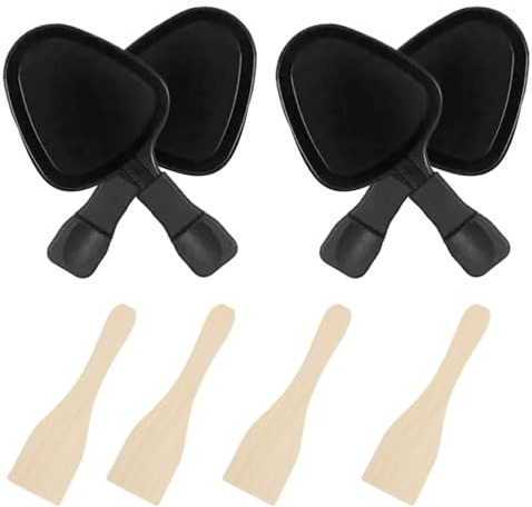 Set di 4 padelle antiaderenti per raclette e griglia, design ergonomico e facile da pulire