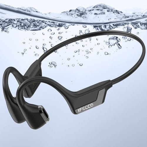 IFECCO Auriculares Conduccion Osea Natacion Inalambricos con Microfono - IPX8 Resistente al Agua Cascos para Natacion Bluetooth 5.4, Auriculares Open Ear con 4G Mp3 para Nadar Correr Ciclismo