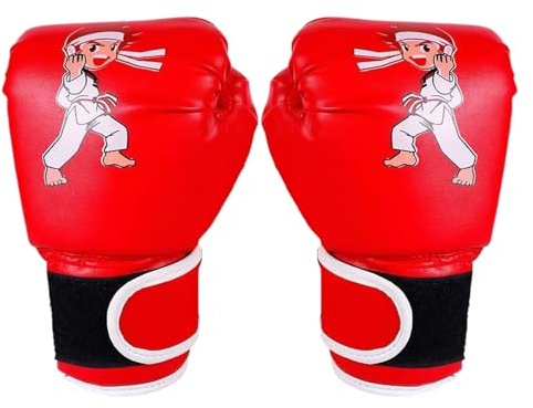 Boxhandskar för barn – ungdomstrådar för träning, sparring, fitness | tecknade designhandskar med handledsrem för 3–13 | gym träningsutrustning för flickor nybörjare Ka