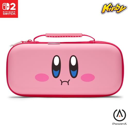 PowerA Protection Case for Nintendo Switch 2 - Kirby Mouthful, Officially Licensed, Protective Storage, Holds up to 9 Game Cards and 2 microSD Express Cards, Integrated Play Stand