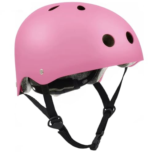 Ease Skaterhelm Fahrradhelm, Skateboarding Helm, Atmungsaktiv, Sicherheit, leicht Radhelm mit Verstellbarer Kinnriemen für Fahrrad Skateboard Scooter BMX Kind Erwachsene (Rosa, L)