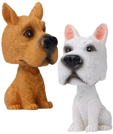 SEWACC Adorno para Salpicadero de Coche Figuras Oscilantes de Perros Schnauzer y Marrón Decoración Interior para Automóvil Accesorio Decorativo de Animales para Mesa