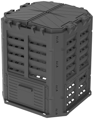 EKOGRID Compostiera da Giardino - 300 L - con Irrigazione a Goccia e Ventilazione - Nero