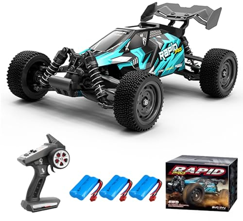Teeggi 70 km/h fjärrstyrda bilar för vuxna, borstlös motor RC-bil höghastighets terrängkörning racerbil, 4WD terrängracingbuggy, 3 batterier (blå)