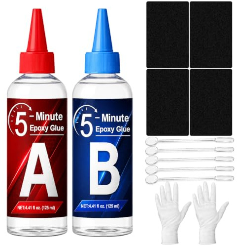 INNOVAYOU 5 minuter epoxiharts lim 250 ml, transparent stark och hållbar 2 komponenter lim, två komponenter lim för reparation av kakel, metaller, keramik, plast och trä