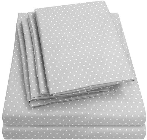 Cal King Size Bed Sheets - 6 Piece 1500 Supreme Collection Fine Brushed Microfiber Deep Pocket California King Sheet Set Bedding - 2 Extra Pillow Cases, Great Value, California King, Dot Gray