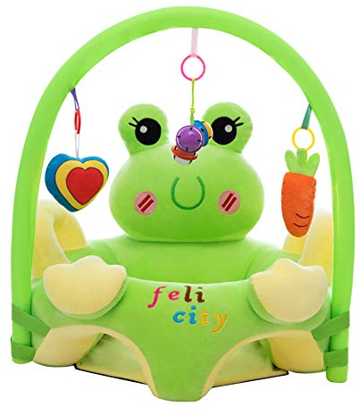 Cartoon Baby Plüsch Stuhl Sofa Infant Learning Sitz Stuhl Baby Spielzeug Support Sitz Training Stützfütterung (Frosch mit Stange)