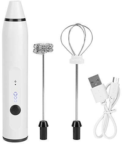 Kleiner elektrischer Schneebesen, USB-Aufladung Mini Foamer Handmilchschäumermischer für Kaffee Latte Hot Chocolate(Weiß)
