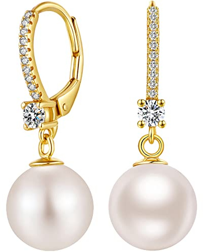 Miaofu Orecchini Perle Donna Diamante orecchino Cerchio Perle Oro Bianco Rosa