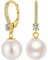 Gold Perlenohrringe Silber Perle Ohrringe Hängend Ohrringe,Perlen für Damen Kunstperlen Weißgold Perlen 10mm Pearl Earrings