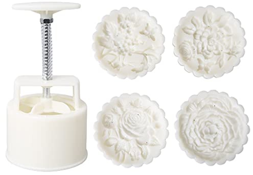 A FEI DIY 3D Mooncake Mold Set 150g Or 200g Rose Shaped Patterns Moon Cake Mold Press Safe Cookie Mold for Mid-Autumn Festival