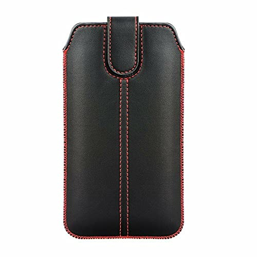 gtsk Universal Handy Tasche Schutz Hülle Etui Soft Case Sleeve schwarz-rot für Smartphones von 6,6-6,8 Zoll