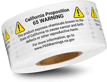 300 Labels | California Proposition 65 Warning Labels ( 1 x 2 inch, White ) Chemicals Notice Stickers - P65 Health Alert Sign