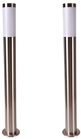 Novatool 2X Gartenlampen I 80 cm I Edelstahl I IP44 I E27 Sockel I Gartenleuchten Stehlampen Säulenlampen außen Außenlampen Aussenleuchten Sockelleuchten Pollerleuchten Pollerleuchte