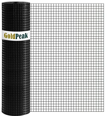 GoldPeak Black Hardware Cloth 1/2 inch 36in. x 50ft. 19 Gauge - Vinyl Coated Chicken Wire Mesh Roll Garden Fence Chicken Coop Wire Cage Wire Rabbit Wire Rodent Mesh Chicken Fence