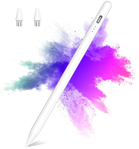 aMZCaSE Eingabestift für Pad 2018–2022, Eingabestift kompatibel mit Pad 9/8/7/6th, Pad Mini 6/5th, Pad Air 4/3th, Pad Pro 11 Zoll/12,9 Zoll, kapazitiver Stift mit 4 Ersatzspitzen, Palm Reduktion Weiß