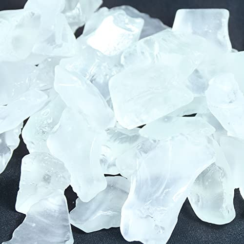 Ausluru 5LB Frosted Sea Glass Vase fillers Crushed Glass, Sea Glass Decor Ideal for Christmas DIY Craft, Aquarium Gravels, Home Decor Crushed Sea Glass Pieces for Beach Wedding, 0.7-3 Inch Clear