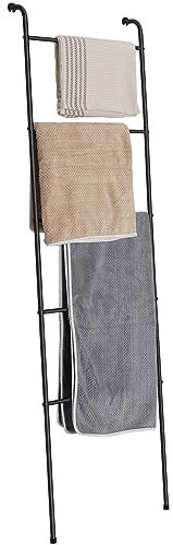Porte Serviettes Echelle 5 Niveaux, échelle de Salle de Bain en Métal Acier, Porte-Serviettes sur Pied Porte-vêtement à Poser pour couvertures Serviettes vêtement, 45 x 165 cm, Noir