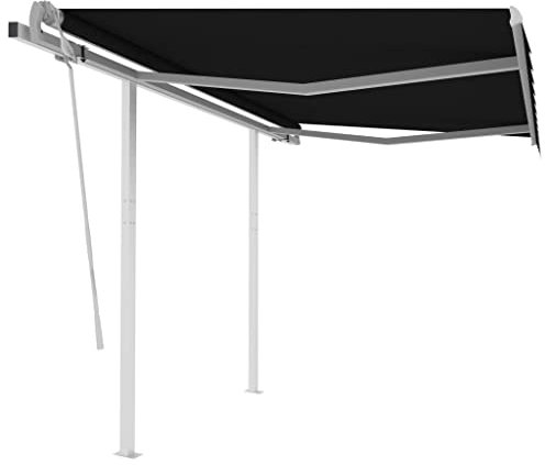 INLIFE 3069919 Store à bras articulé rétractable avec poteaux 3,5 x 2,5 m Anthracite 46,32 kg