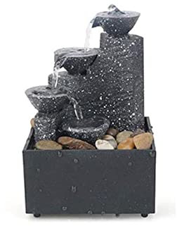 Valink Fuente de agua de mesa para interiores, fuente de cascada retro de escritorio pequeña, función de cascada interior para el hogar
