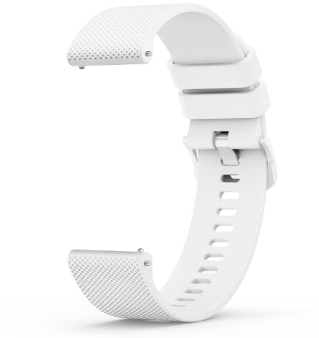 Wanme 20mm 22mm Uhrenarmbänder für Damen Herren, Silikon Armband, Schnellverschluss Uhrenarmband, Wasserdichtes Sport Ersatzarmband, Flexibles Verstellbares Armbänder, 22mm Weiß