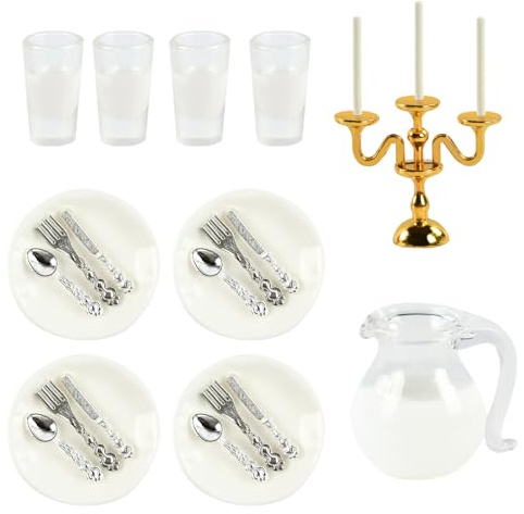 Accesorios en Miniatura para Casa de Muñecas, 22pcs 1:12 Vajilla en Miniatura, Mini Tazas de Leche para Casa de Muñecas, para Accesorios Cocina de Casa Muñecas en Miniatura