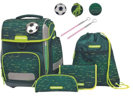 Schneiders Ergolite Soccer Star Jungen Schultasche - 9-teiliges Set, Orthopädisch geprüft, mit LED-Leuchtstäben, nachhaltig & ergonomisch
